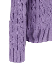 Polo Ralph Lauren Cotton Braided Sweater Purple