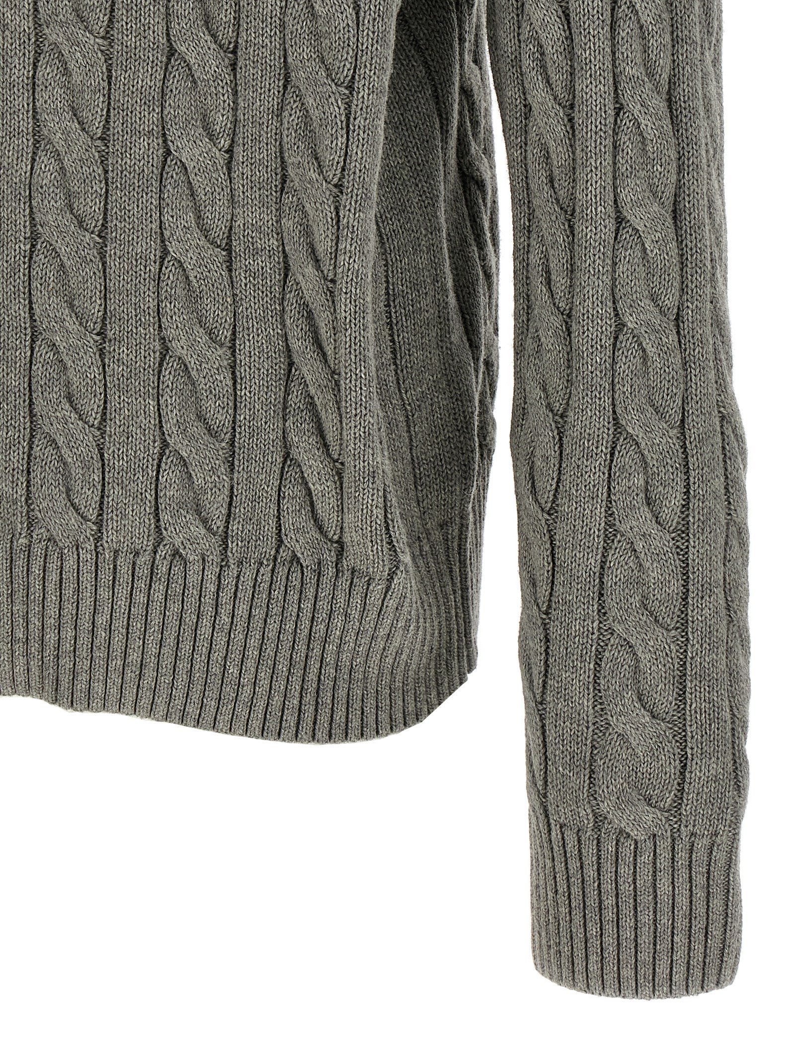 Polo Ralph Lauren Cotton Braided Sweater Grey