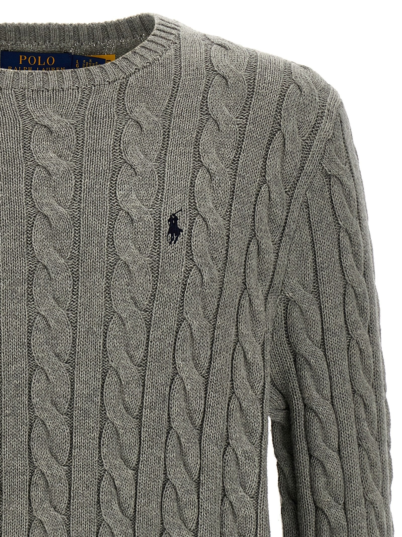 Polo Ralph Lauren Cotton Braided Sweater Grey