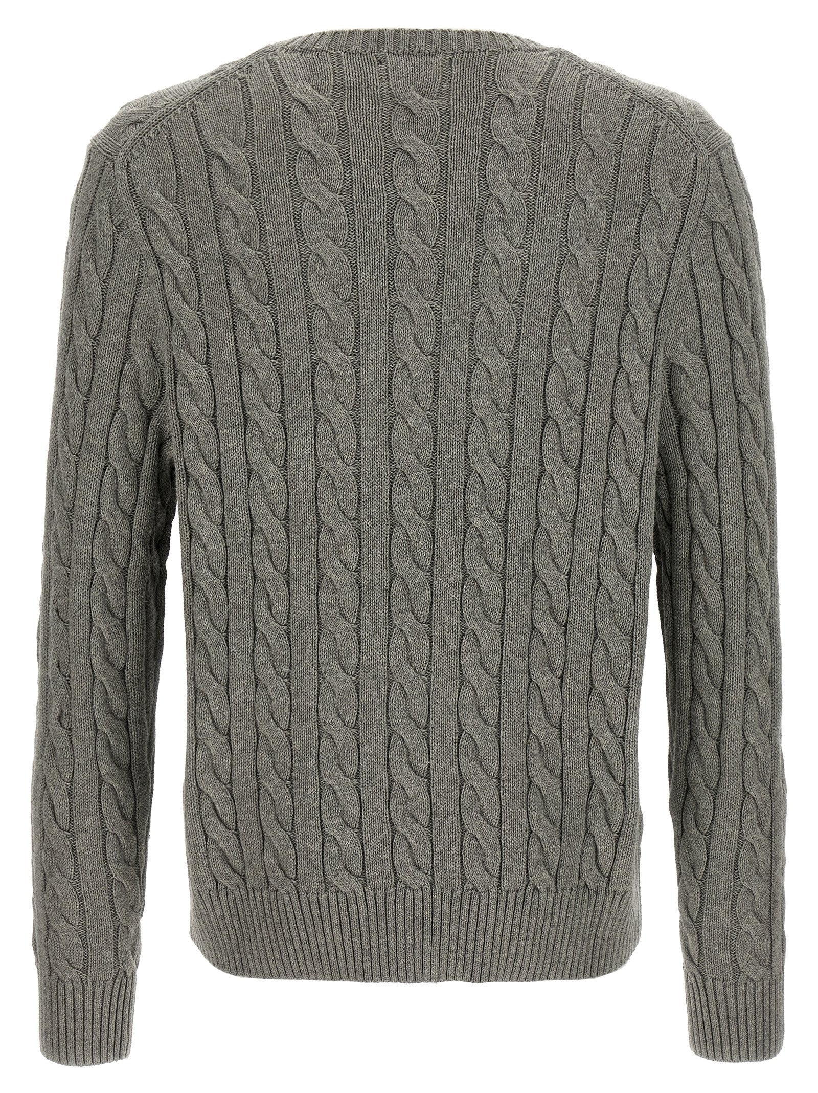 Polo Ralph Lauren Cotton Braided Sweater Grey