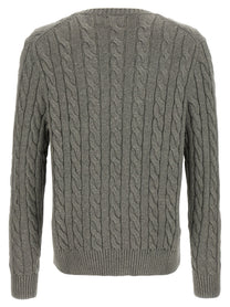 Polo Ralph Lauren Cotton Braided Sweater Grey