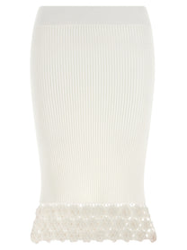 Ganni Cotton Crochet Skirt White