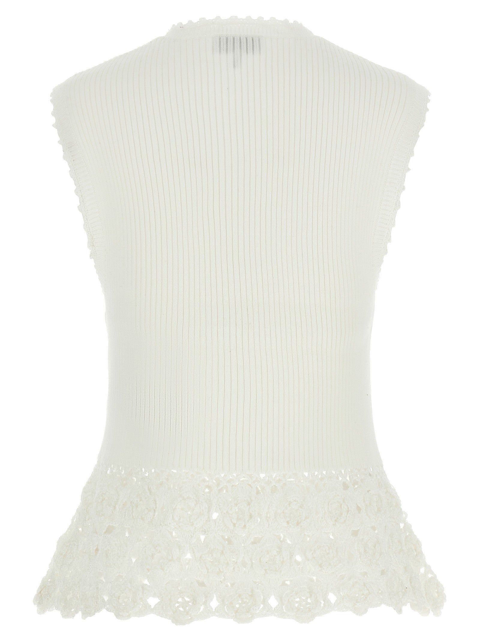 Ganni Cotton Crochet Vest White