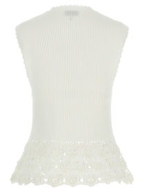 Ganni Cotton Crochet Vest White