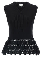 Ganni Cotton Crochet Vest Black