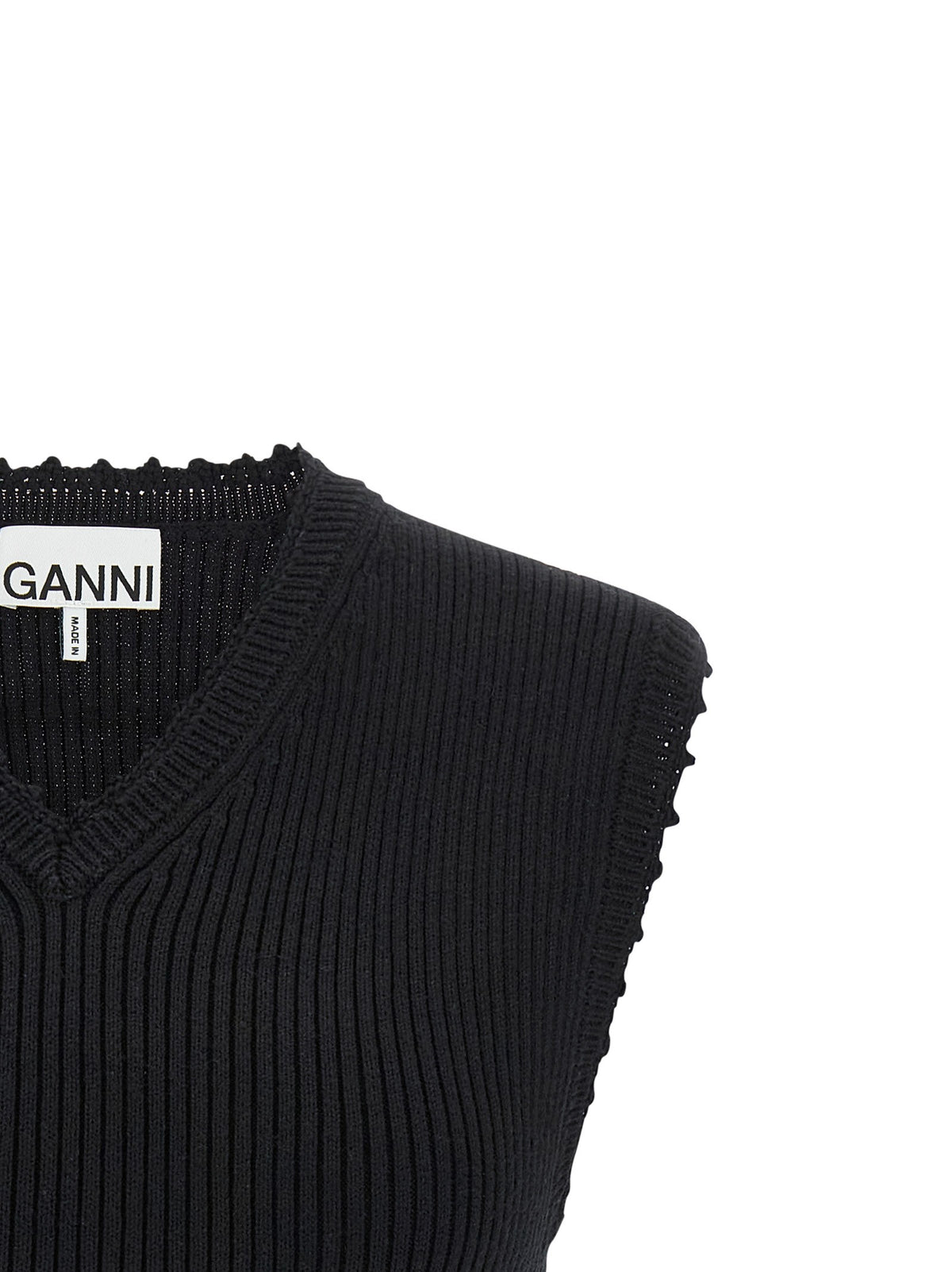 Ganni Cotton Crochet Vest Black