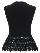 Ganni Cotton Crochet Vest Black, view 2