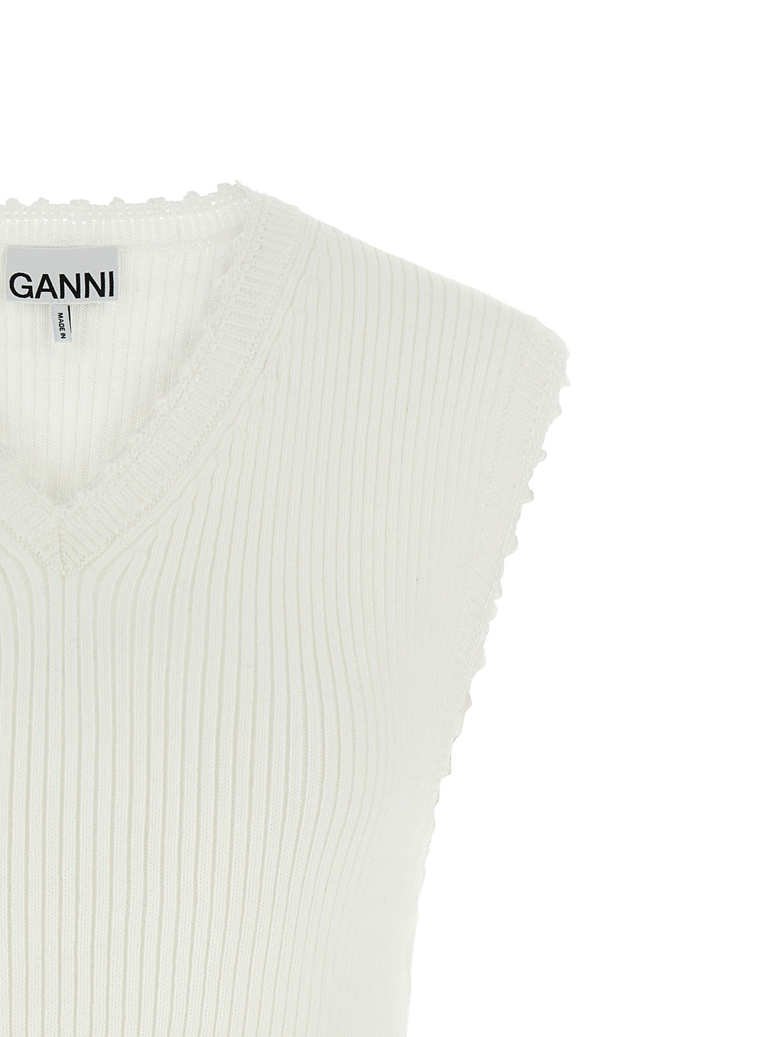Ganni Cotton Crochet Vest White