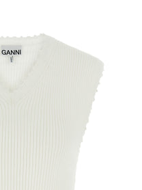 Ganni Cotton Crochet Vest White