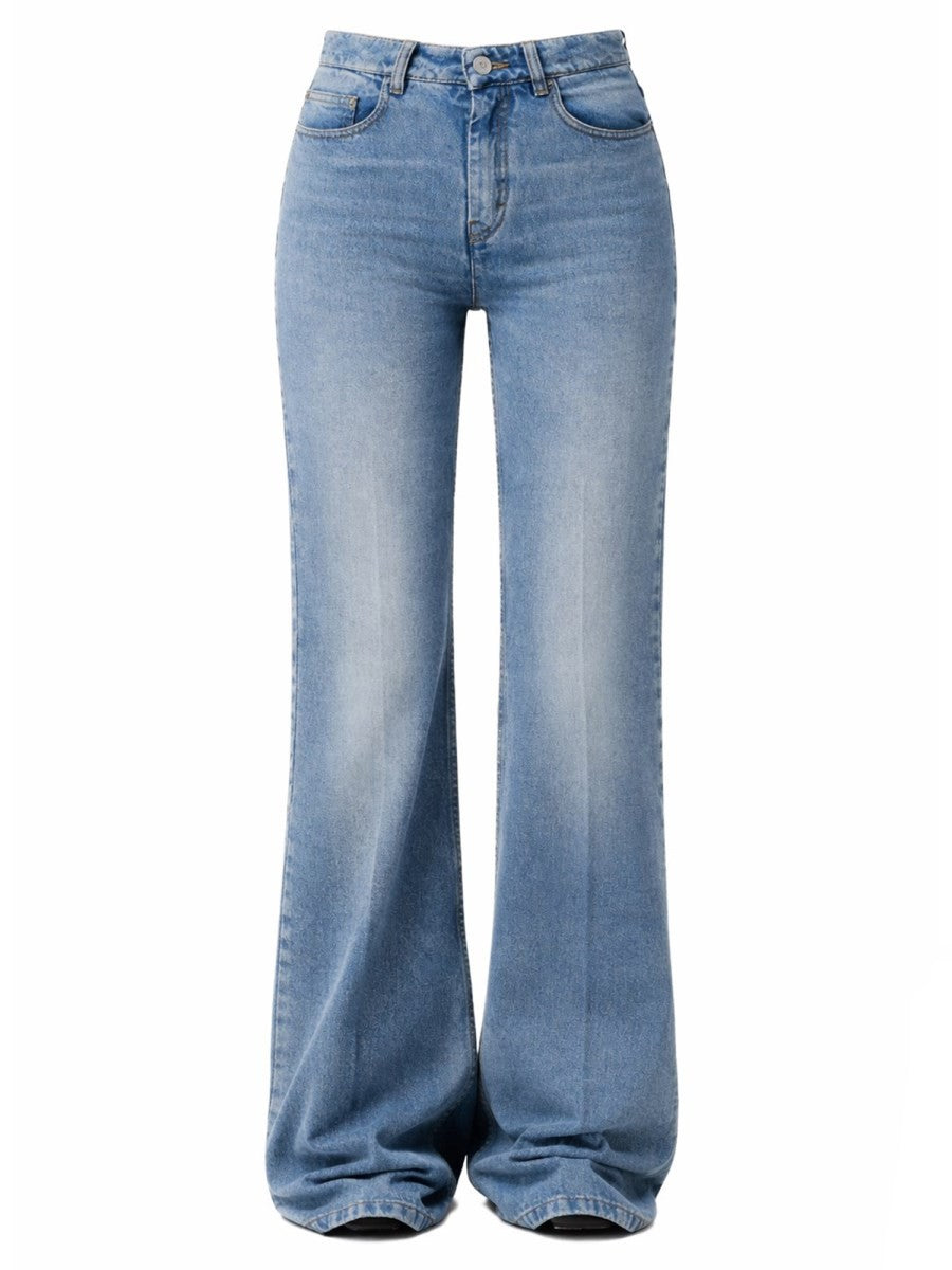 Ami Paris Women's Cotton Flared Jeans Blue