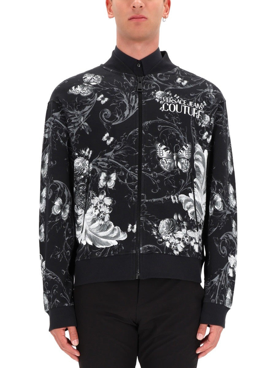 Versace Jeans Couture Men's Cotton Fleece Bomber Jacket Black