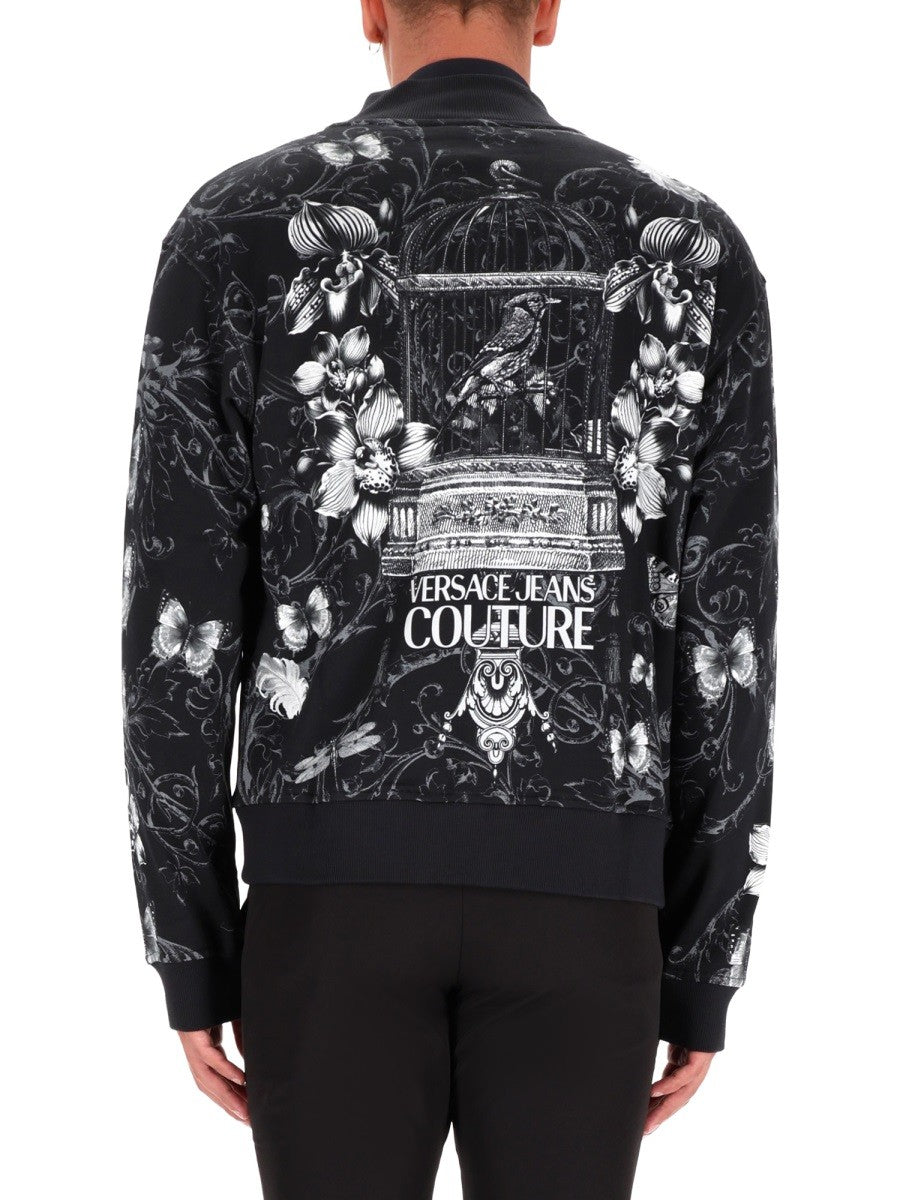 Versace Jeans Couture Men's Cotton Fleece Bomber Jacket Black