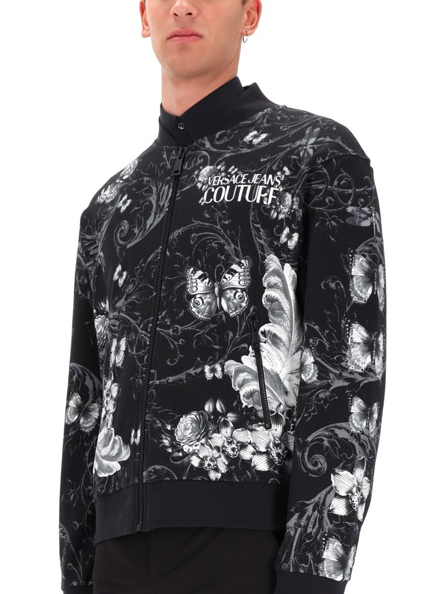 Versace Jeans Couture Men's Cotton Fleece Bomber Jacket Black