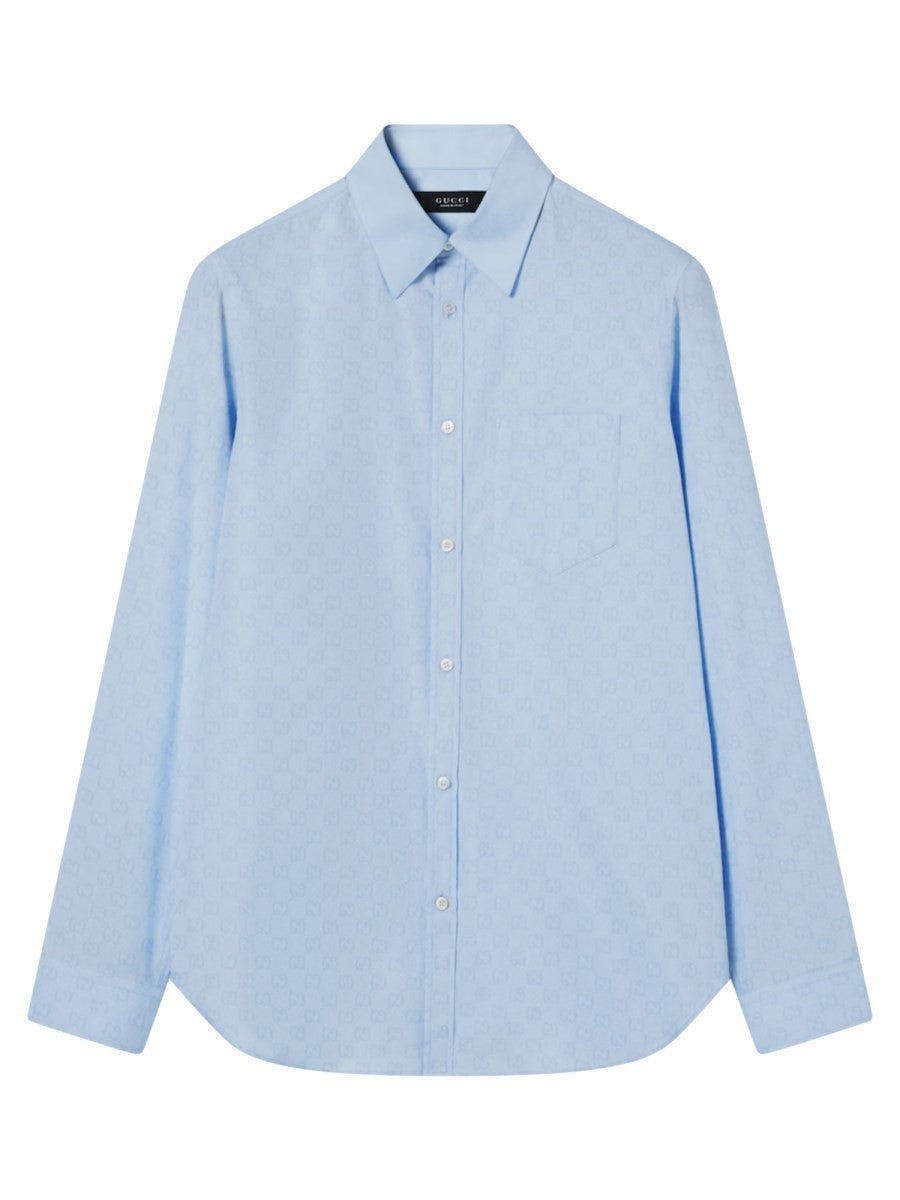 Gucci Men's Cotton GG Shirt Blue
