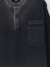 Represent Men's Cotton Henley Shirt Black