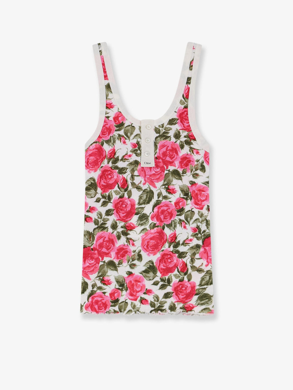 Chloé Women's Cotton Henley Tank Top White