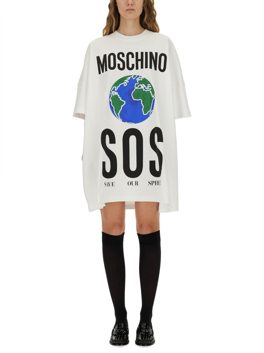 Moschino Women's Cotton Interlock Dress White