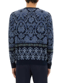 Etro Men's Cotton Jacquard Knit Blue