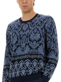 Etro Men's Cotton Jacquard Knit Blue