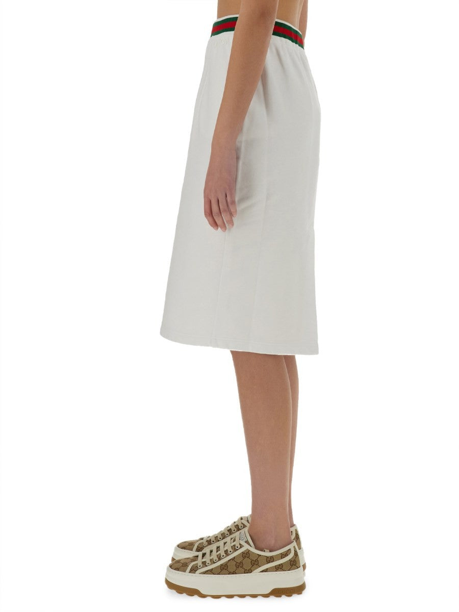 Gucci Women's Cotton Jersey Skirt White, view 4
