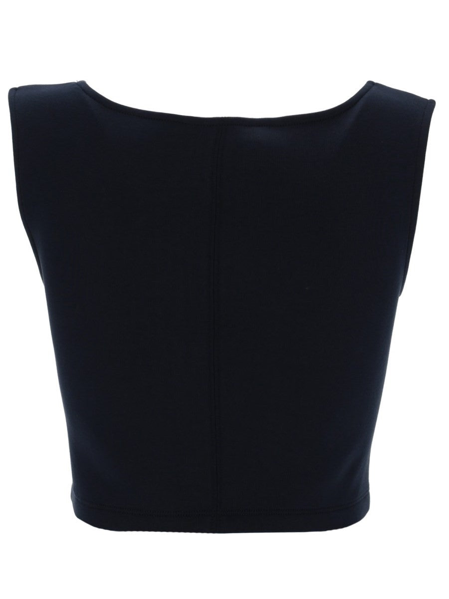 S MAX MARA Women's Cotton Jersey Top Blue
