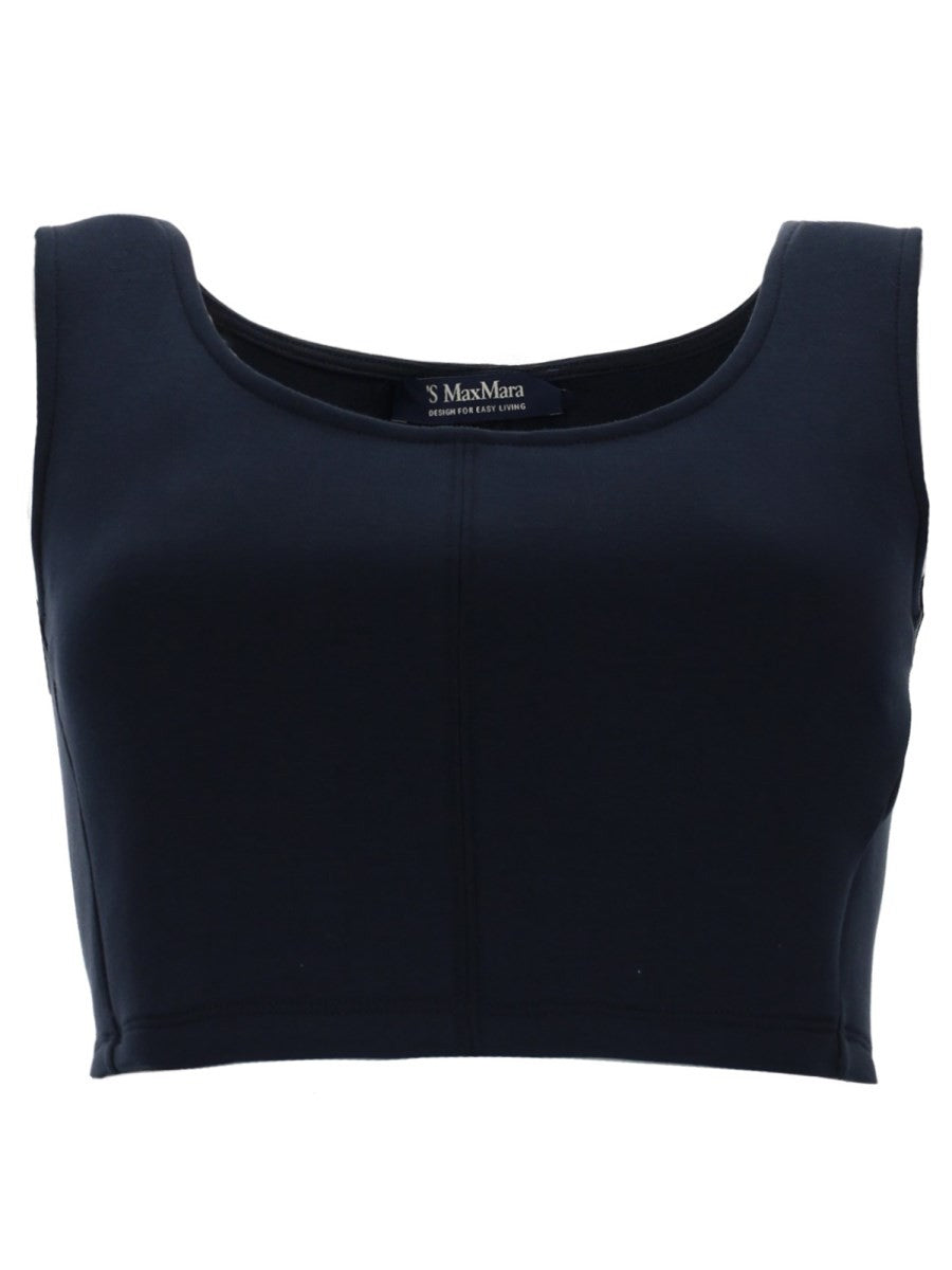 S MAX MARA Women's Cotton Jersey Top Blue