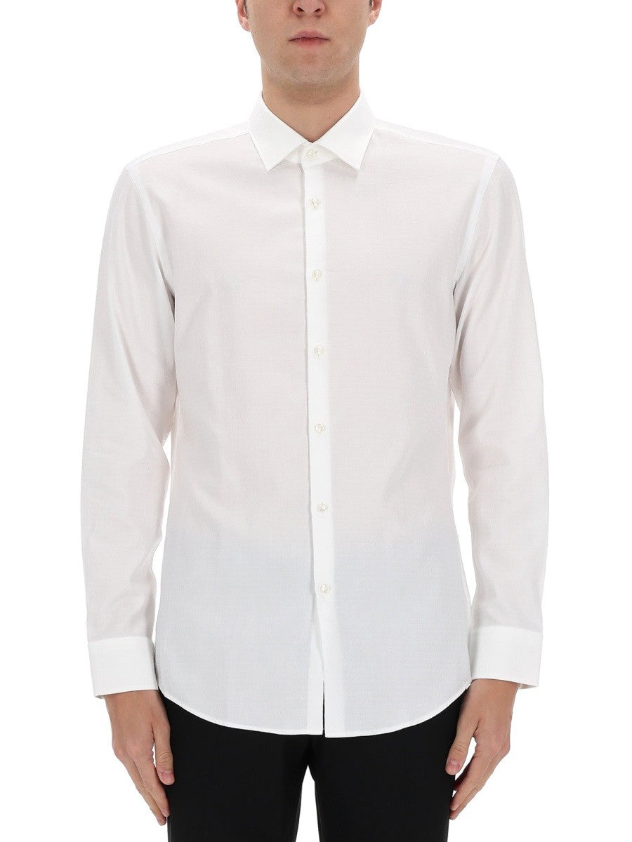 HUGO BOSS Men's Cotton Kenno Shirt White