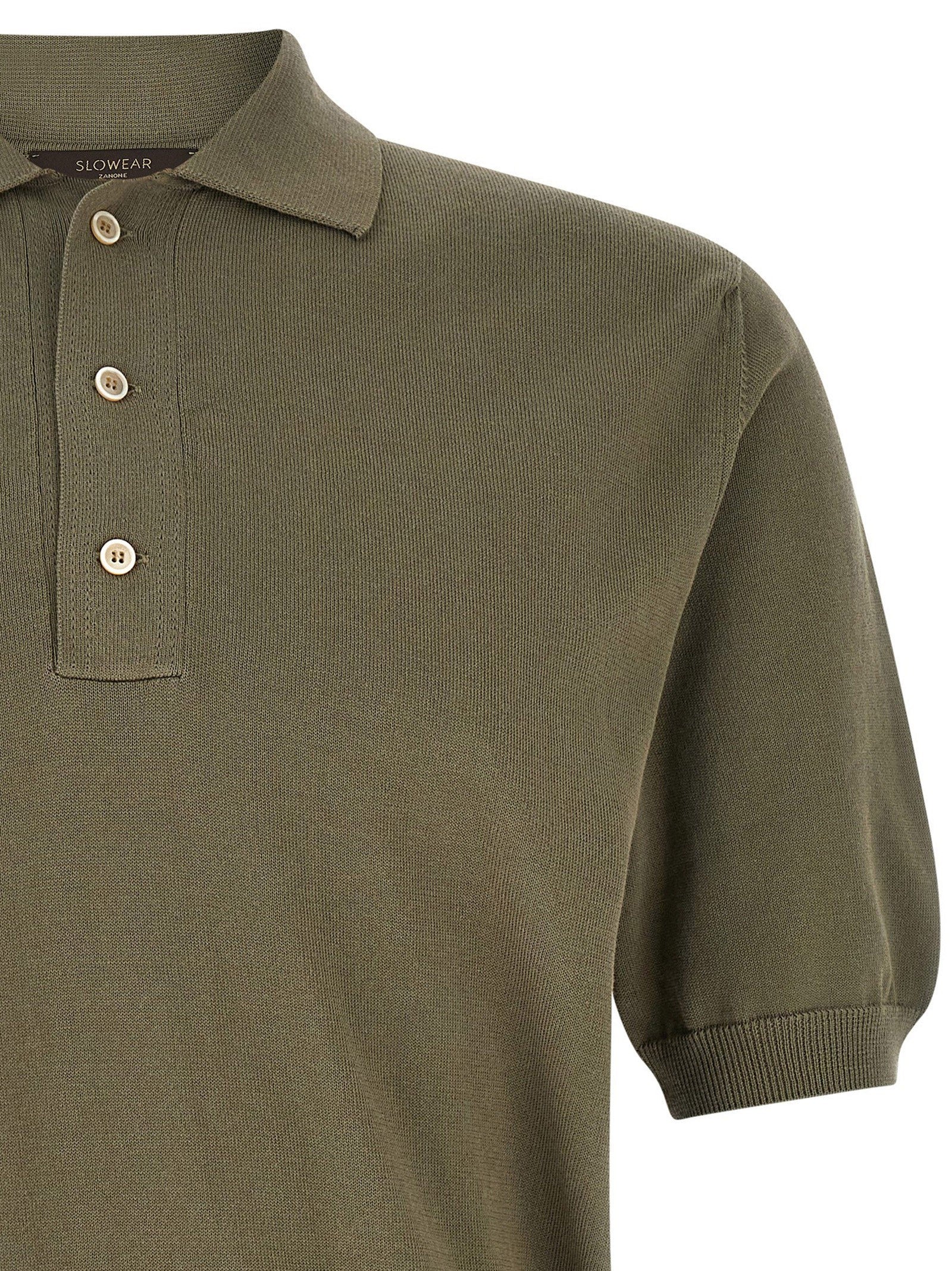 Zanone Cotton Knit Polo Shirt Green