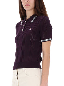 Casablanca Women's Cotton Knit Polo Shirt Purple
