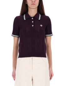Casablanca Women's Cotton Knit Polo Shirt Purple