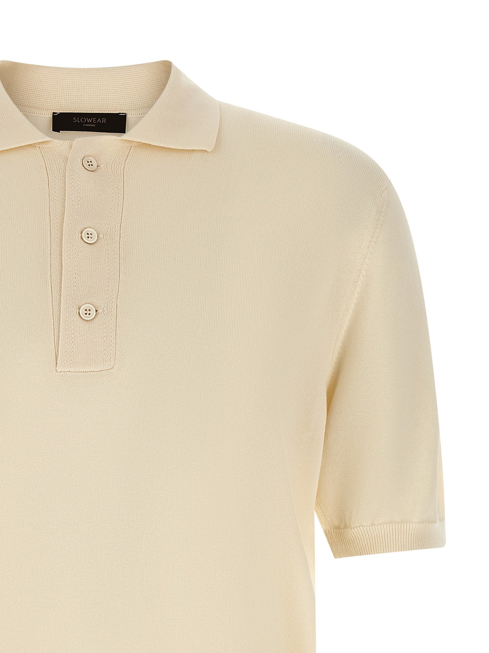 Zanone Cotton Knit Polo Shirt Beige
