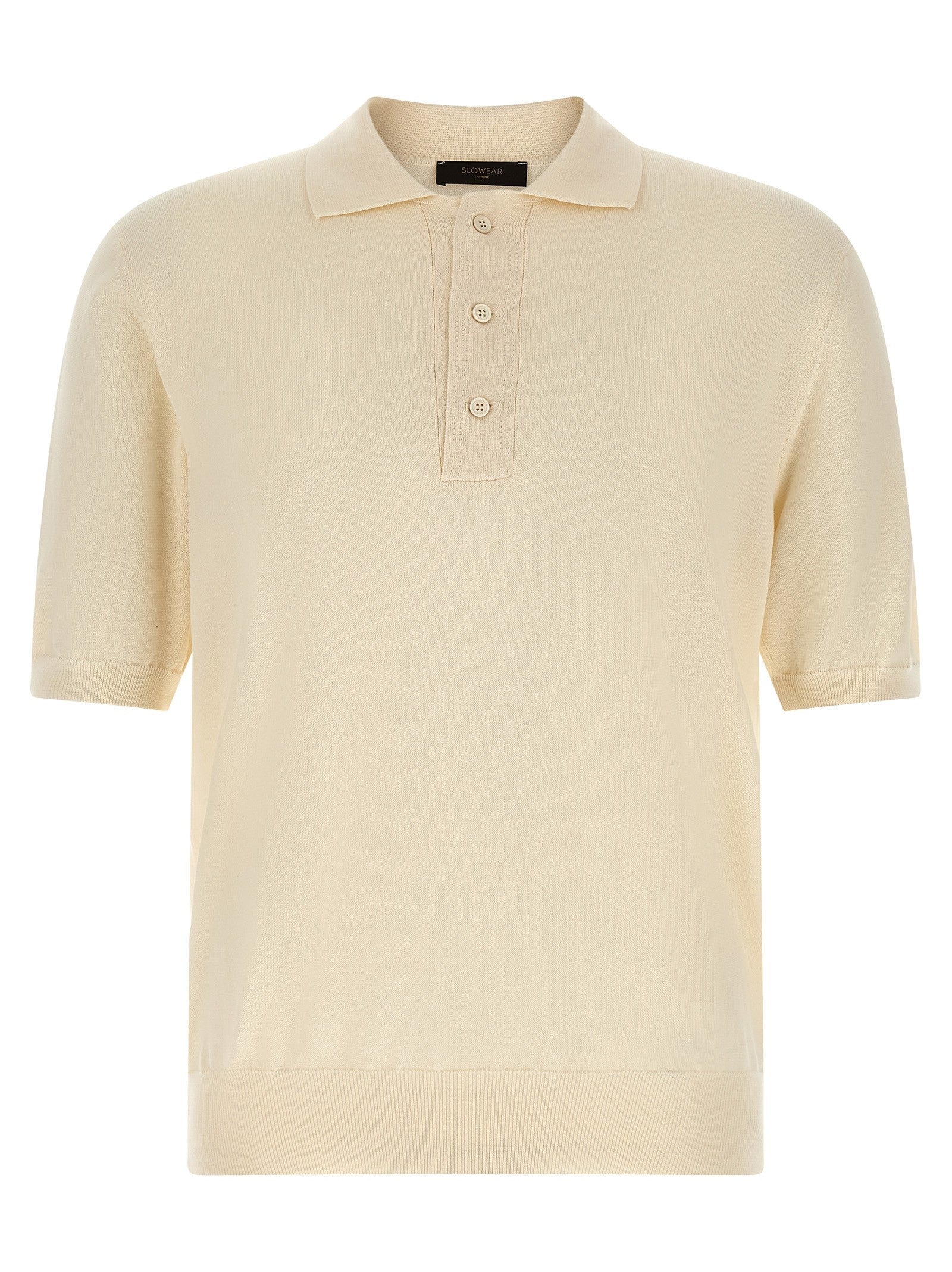 Zanone Cotton Knit Polo Shirt Beige