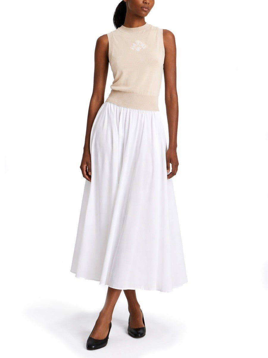 Patou Women's Cotton Midi Skirt White