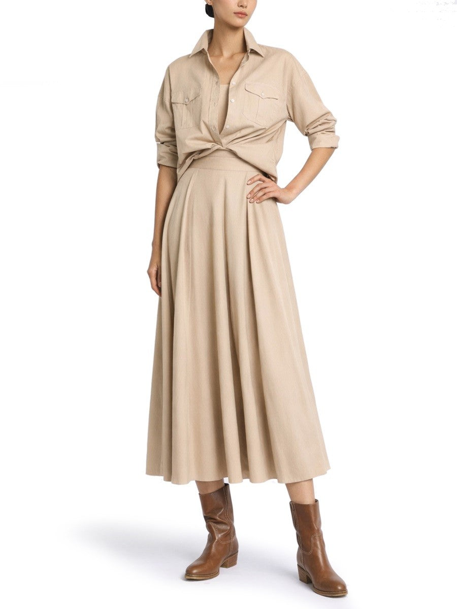 Fay Women's Cotton Midi Skirt Beige