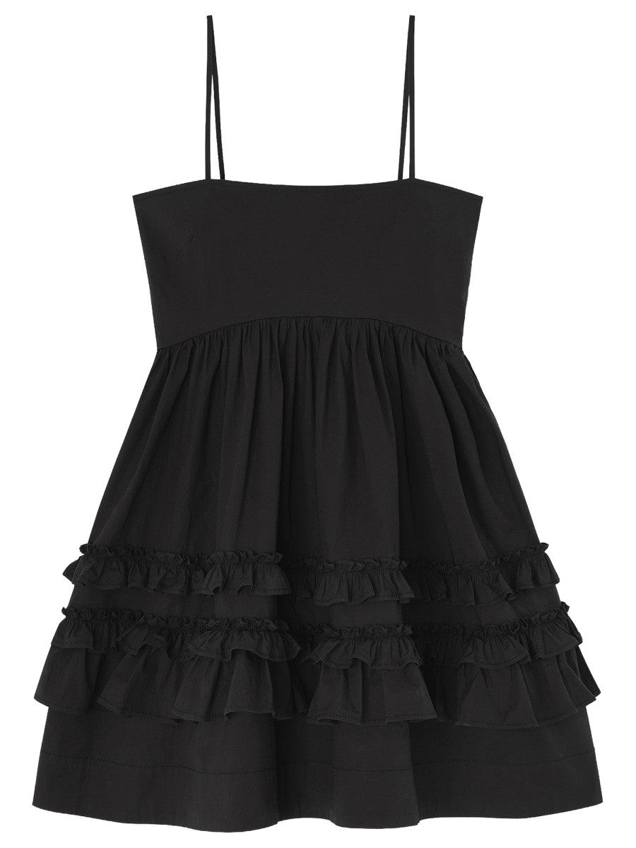 Ganni Women's Cotton Mini Dress Black