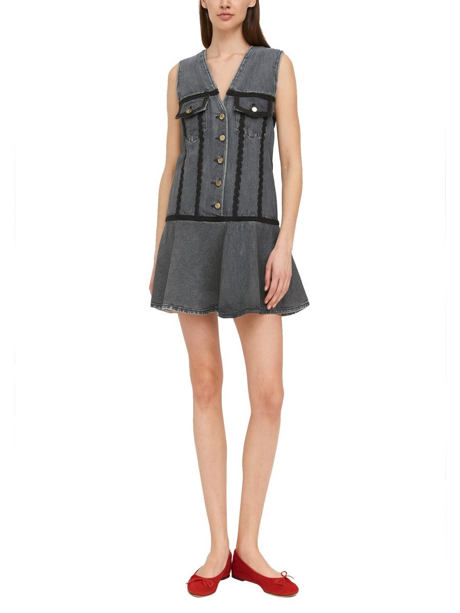 Ganni Women's Cotton Mini Dress Grey