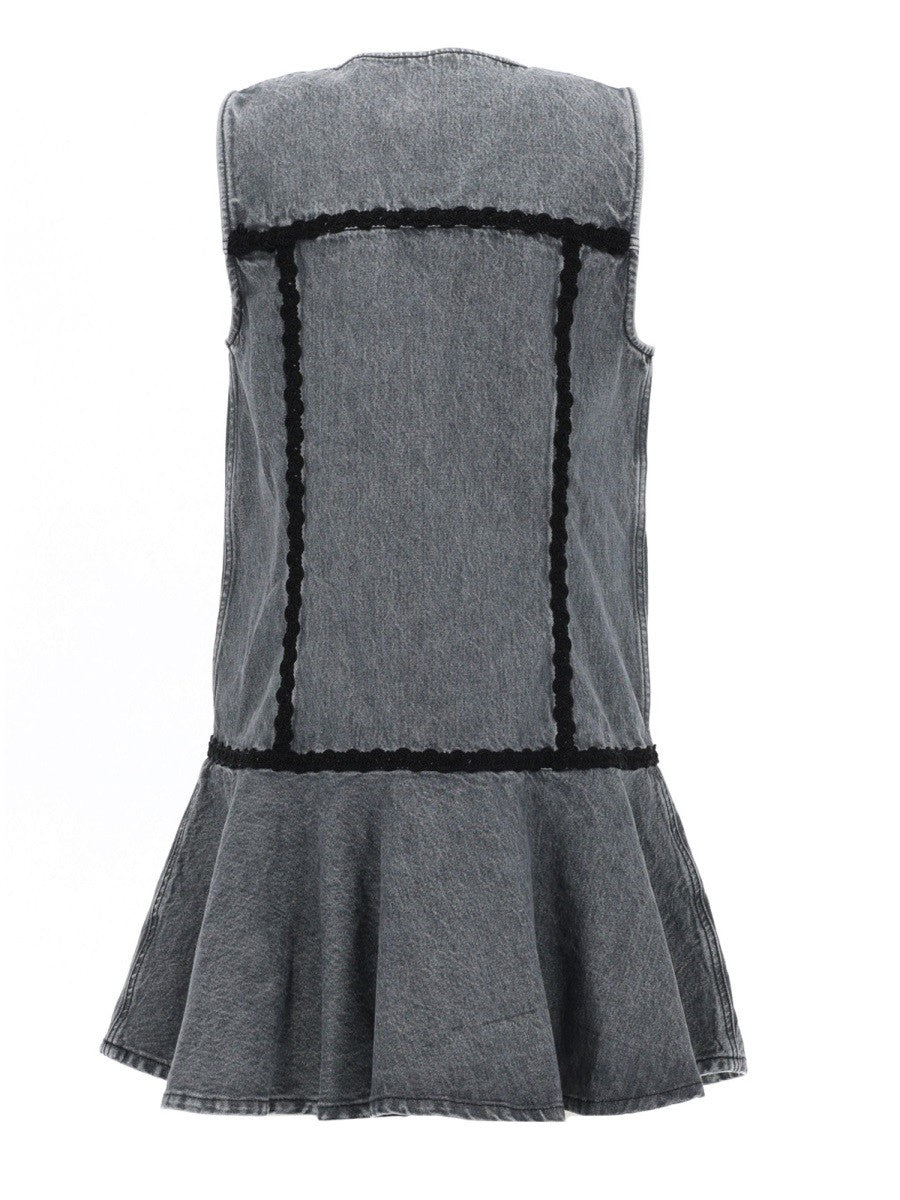 Ganni Women's Cotton Mini Dress Grey