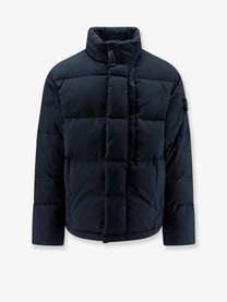 Stone Island Men's Cotton Nylon Tela Down Jacket Blue