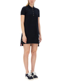 Thom Browne Women's Cotton Pique Polo Shirt Dress Blue