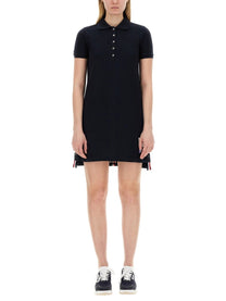 Thom Browne Women's Cotton Pique Polo Shirt Dress Blue