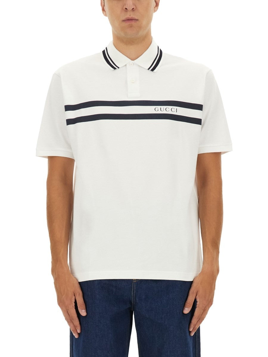 Gucci Men's Cotton Pique Polo Shirt White