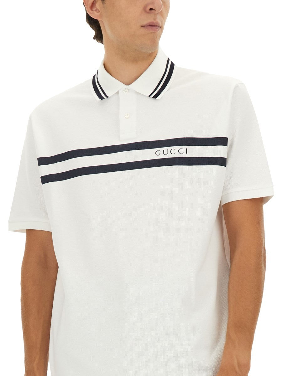 Gucci Men's Cotton Pique Polo Shirt White