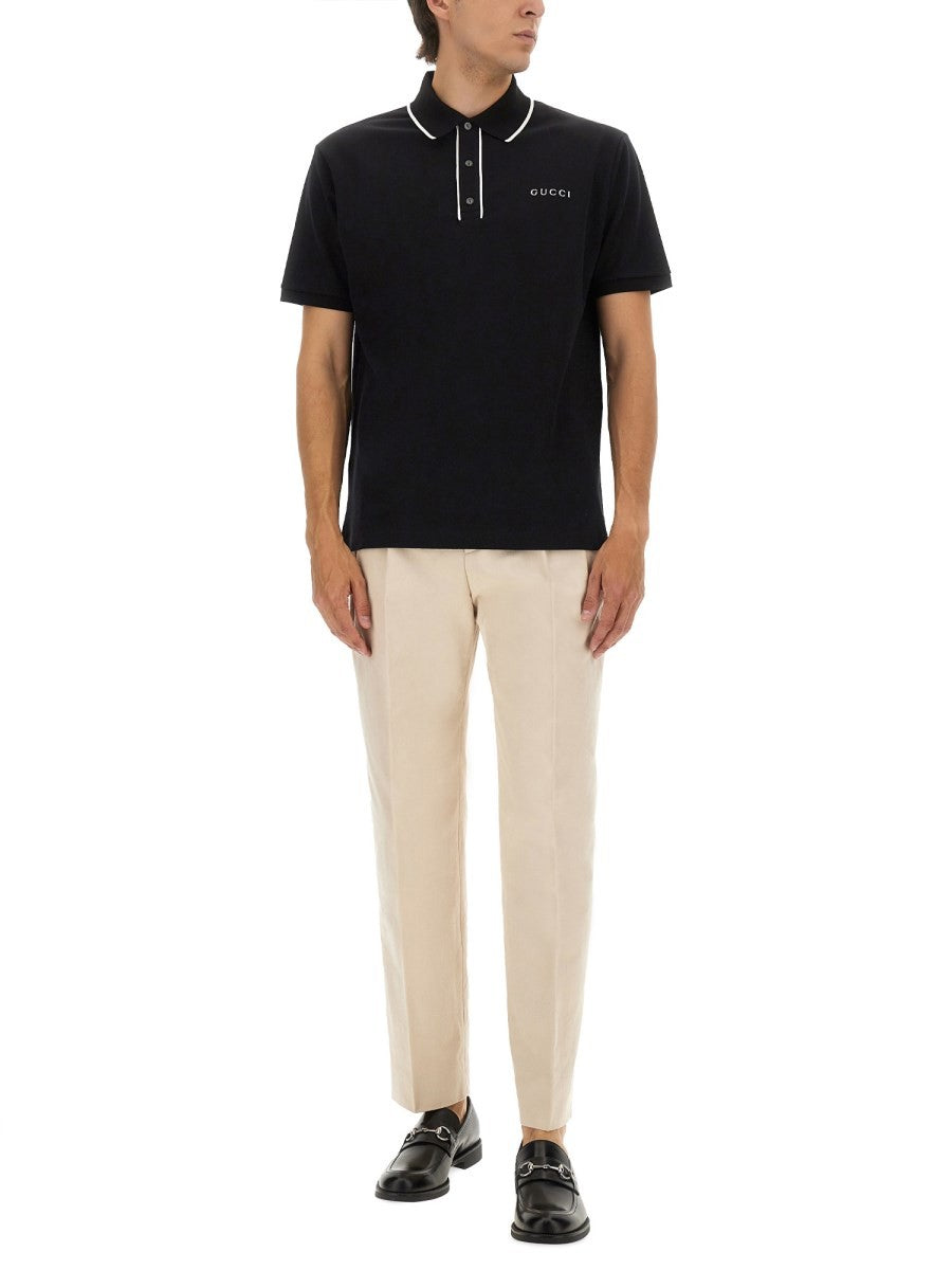 Gucci Men's Cotton Pique Polo Black