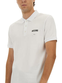 Moschino Men's Cotton Pique Polo White