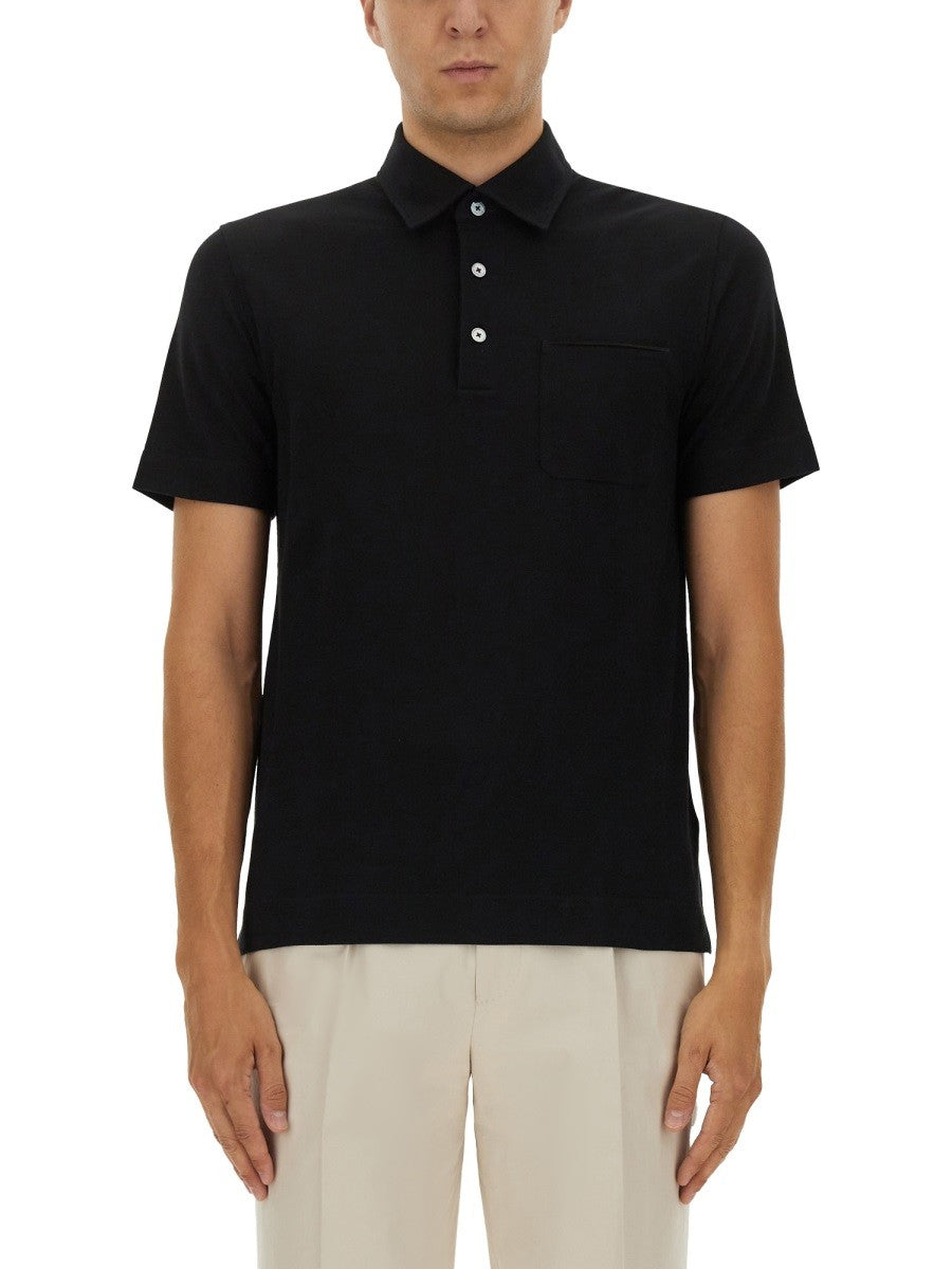 Zegna Men's Cotton Polo Shirt Black