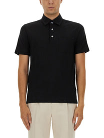 Zegna Men's Cotton Polo Shirt Black