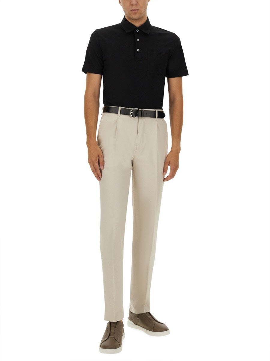 Zegna Men's Cotton Polo Shirt Black, view 2