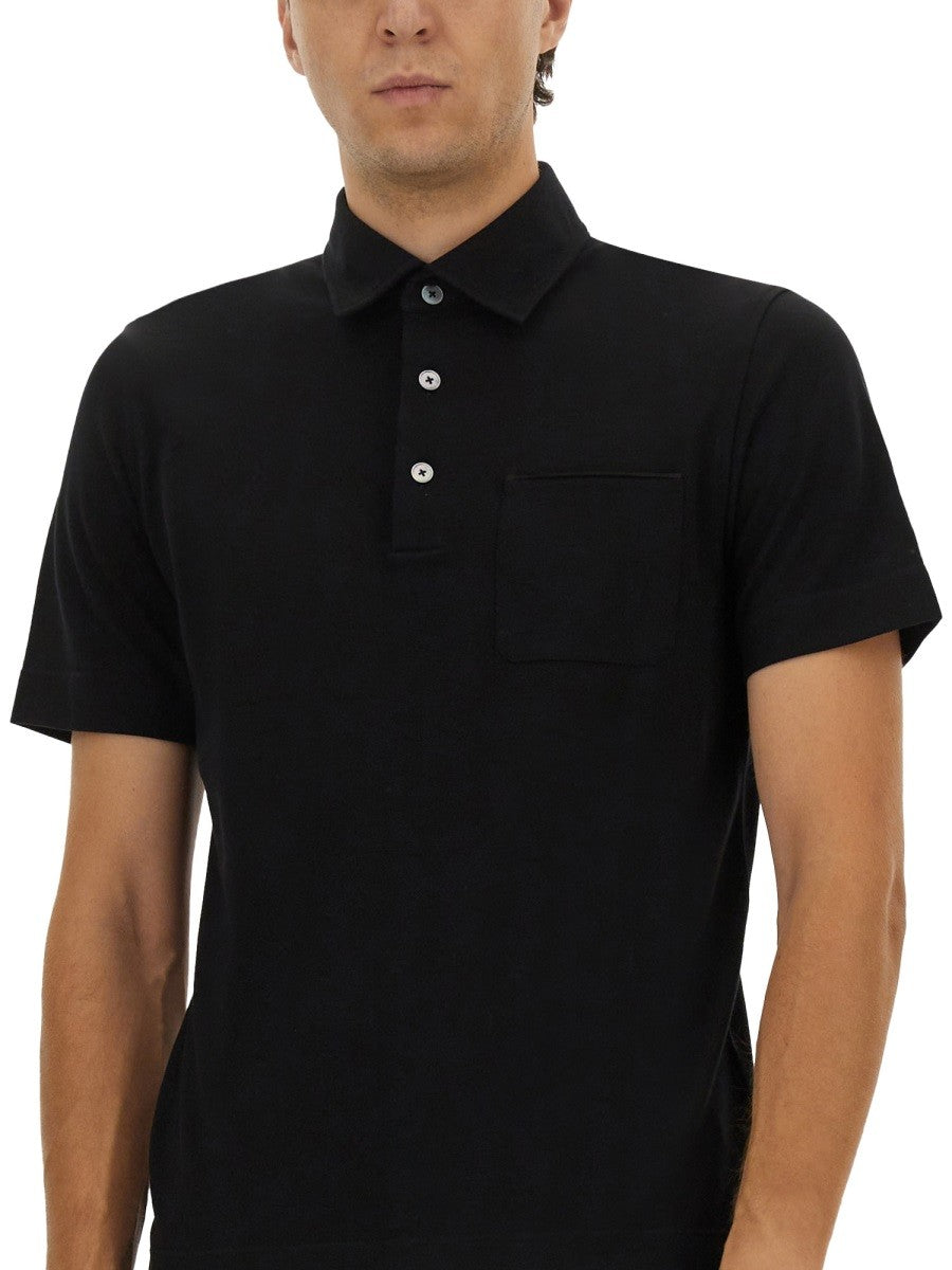 Zegna Men's Cotton Polo Shirt Black, view 4