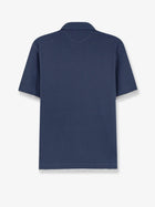 Brunello Cucinelli Men's Double Layer Polo Shirt Blue, view 2