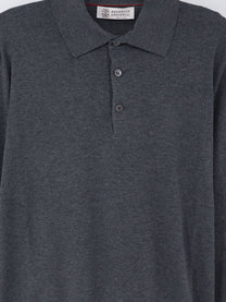 Brunello Cucinelli Men's Cotton Polo Shirt Piombo
